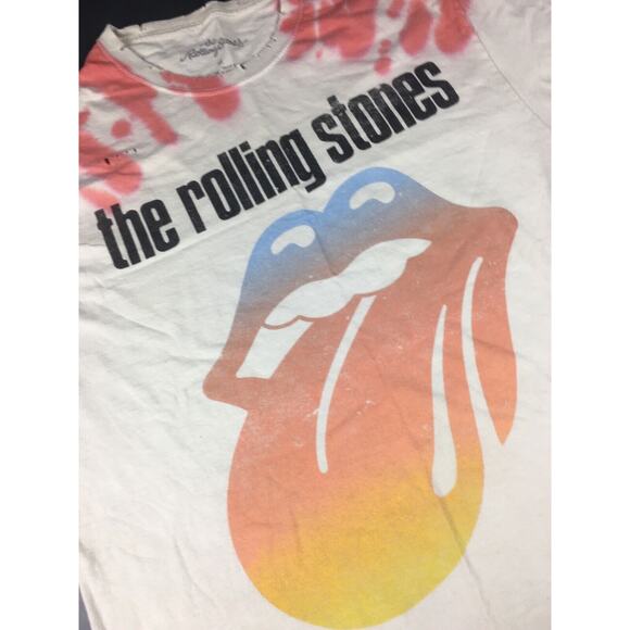 The Rolling Stones T Shirt Mens Medium Tie Dye Short Sleeve Crewneck‎ Distressed - Picture 8 of 8
